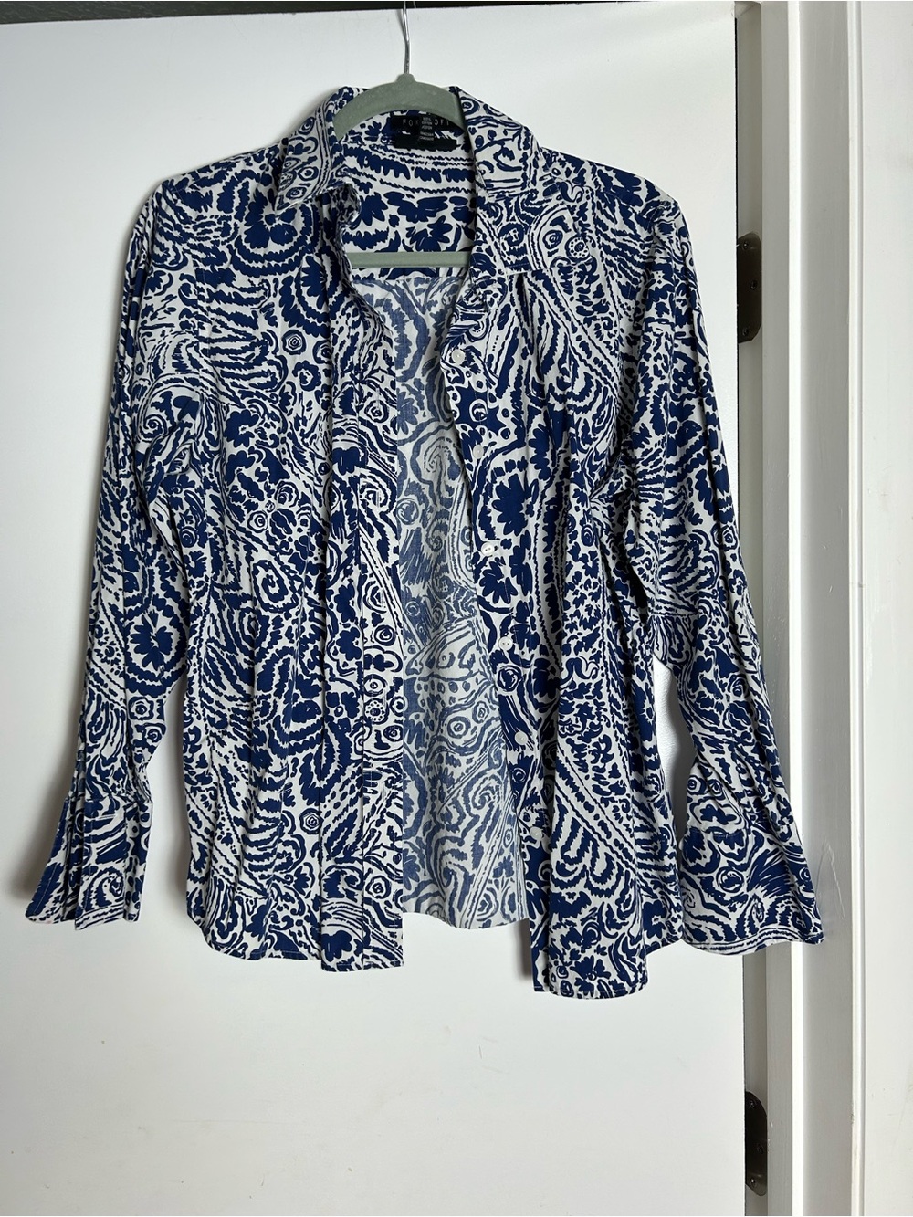 Foxcroft Navy & White Paisley Button-Down Shirt